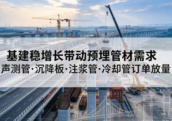 湾沚基建稳增长带动预埋监测管材需求，声测管、沉降板、注浆管订单持续放量